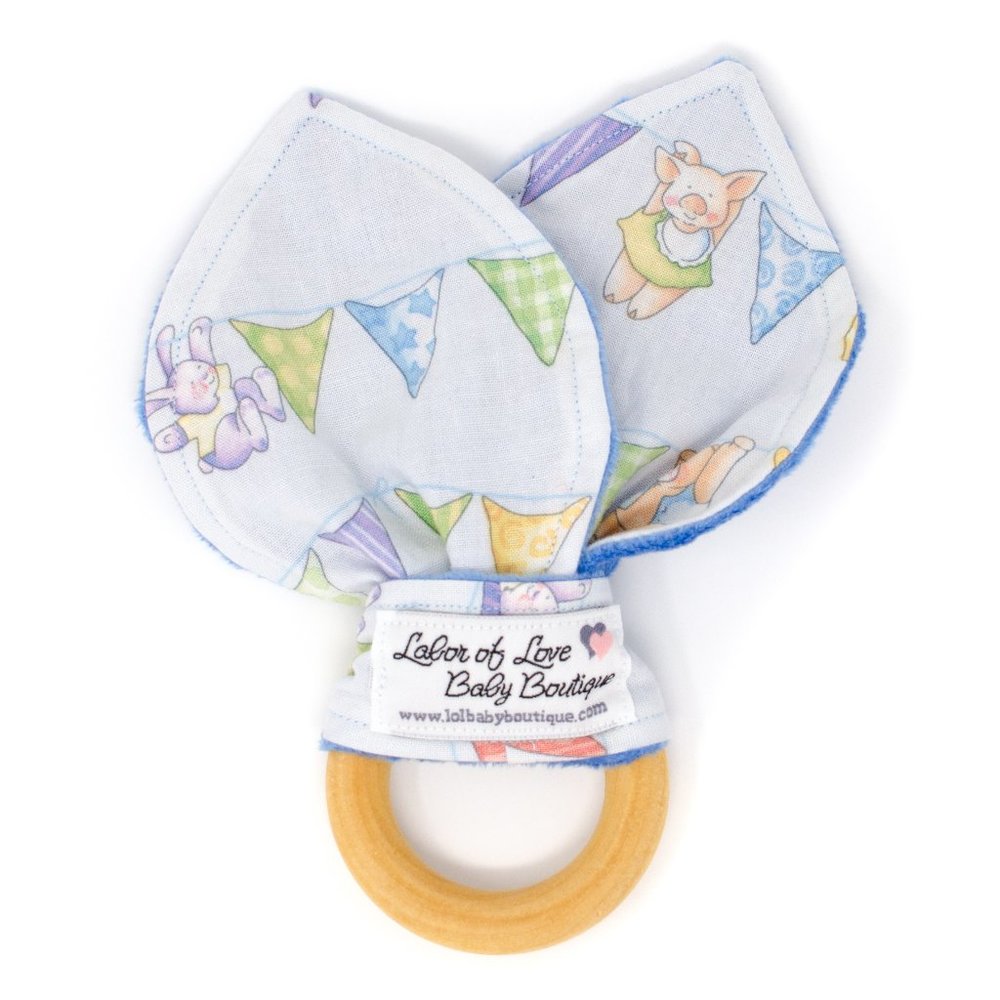 Animal Bunting Wooden Baby Teething Ring